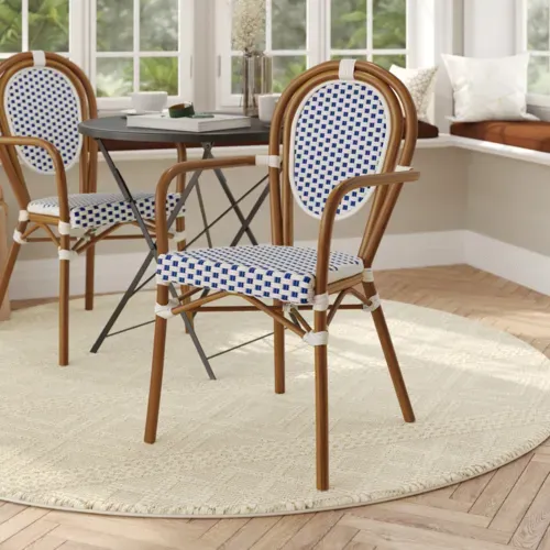Flash Furniture Flash Furniture SDA-AD642002A-WHNVY-NAT-GG Lourdes Bistro Stacking Chair