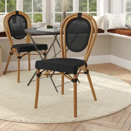 Flash Furniture Flash Furniture SDA-AD642002S-TXT-BK-NAT-GG Marseille Bistro Stacking Chair
