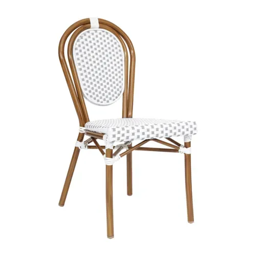 Flash Furniture Flash Furniture SDA-AD642002S-WHGY-NAT-GG Lourdes Bistro Stacking Chair