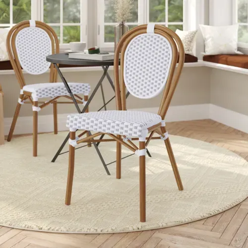 Flash Furniture Flash Furniture SDA-AD642002S-WHGY-NAT-GG Lourdes Bistro Stacking Chair