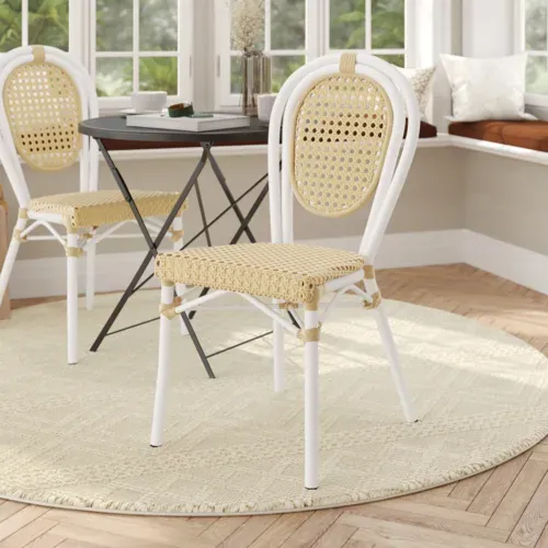 Flash Furniture Flash Furniture SDA-AD642110-1-NAT-WH-GG Cannes Bistro Stacking Chair
