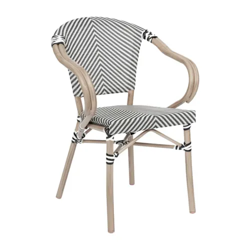 Flash Furniture Flash Furniture SDA-ADS642108-BLKWH-LTNAT-GG Marseille Bistro Stacking Chair