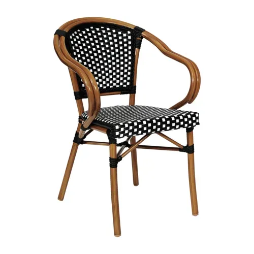 Flash Furniture Flash Furniture SDA-ADS642142-BKWH-NAT-GG Bordeaux Bistro Stacking Chair