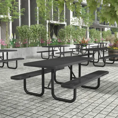 Flash Furniture Flash Furniture SLF-EML72-H48L-BK-GG Mantilla Outdoor Picnic Table