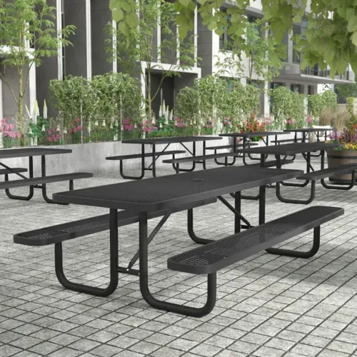 Flash Furniture Flash Furniture SLF-EML96-H60L-BK-GG Mantilla Outdoor Picnic Table