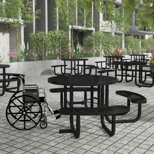 Flash Furniture Flash Furniture SLF-EMR-46ADA-BK-GG Creekside Outdoor Picnic Table