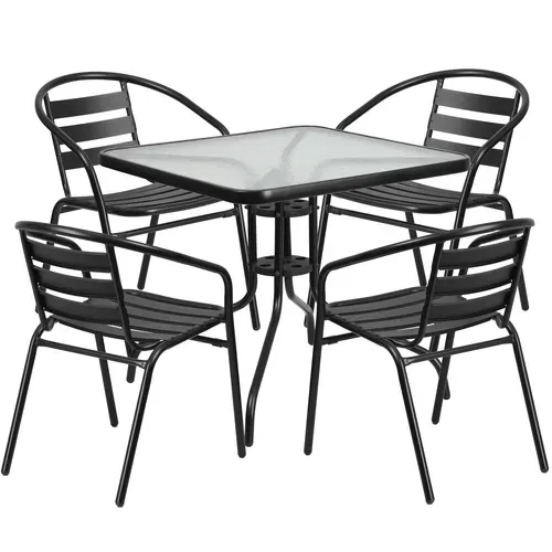 Flash Furniture TLH-0732SQ-017CBK4-GG Table & Chair Set
