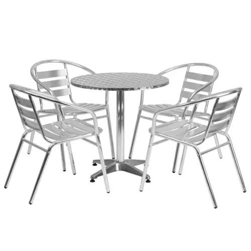 Flash Furniture TLH-ALUM-28RD-017BCHR4-GG Table & Chair Set