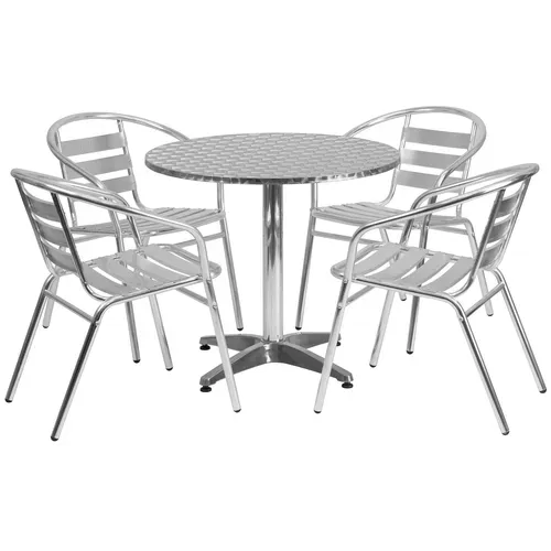 Flash Furniture TLH-ALUM-32RD-017BCHR4-GG Table & Chair Set