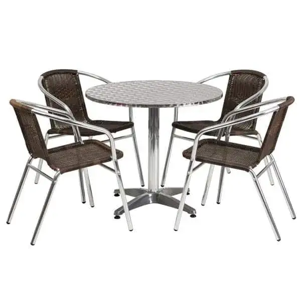 Flash Furniture TLH-ALUM-32RD-020CHR4-GG Table & Chair Set