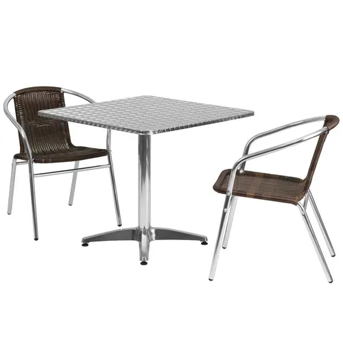 Flash Furniture TLH-ALUM-32SQ-020CHR2-GG Table & Chair Set
