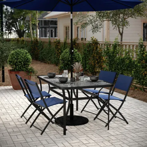 Flash Furniture Flash Furniture TLH-SC-094L-BLK-GG Tory Patio Table