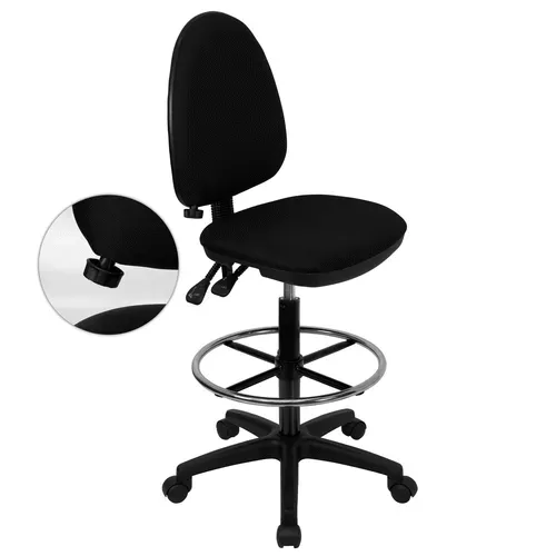 Flash Furniture WL-A654MG-BK-D-GG Swivel Drafting Stool