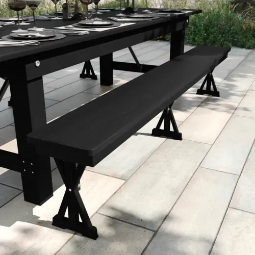 Flash Furniture Flash Furniture XA-B-96X12-L-XLEGS-BW-GG Hercules Series Folding Rustic Farm Bench