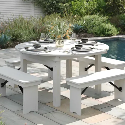 Flash Furniture Flash Furniture XA-F-60-RD-WH-GG Hercules Series Dining Table