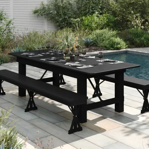 Flash Furniture Flash Furniture XA-F-96X40-BW-GG Hercules Series Folding Rustic Farm Table