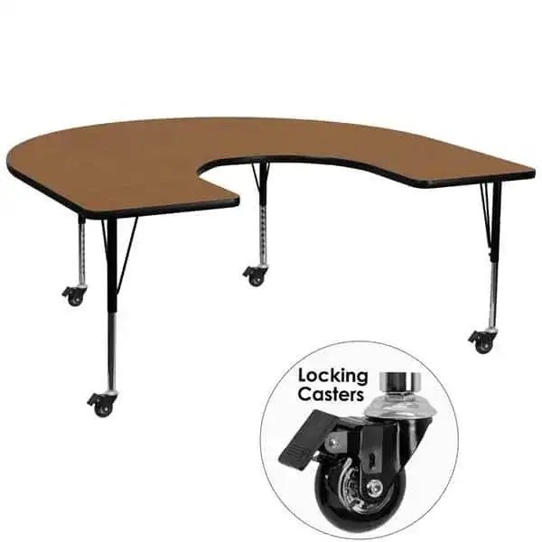 Flash Furniture XU-A6066-HRSE-OAK-T-P-CAS-GG Activity Table