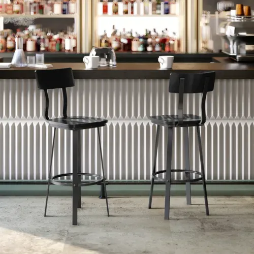 Flash Furniture Flash Furniture XU-DG-60582B-BLK-GG Flint Series Restaurant Bar Stool