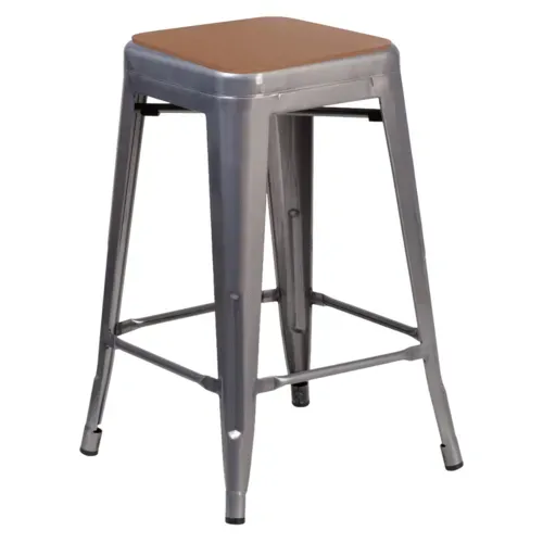 Flash Furniture Flash Furniture XU-DG-TP0004-24-PL2T-GG Lincoln Counter Stool