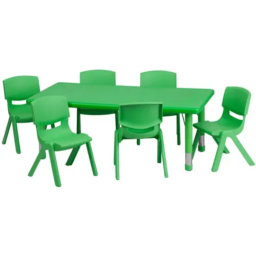 Flash Furniture YU-YCX-0013-2-RECT-TBL-GREEN-E-GG Preschool Activity Table Set