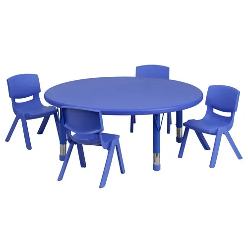 Flash Furniture YU-YCX-0053-2-ROUND-TBL-BLUE-E-GG Preschool Activity Table Set