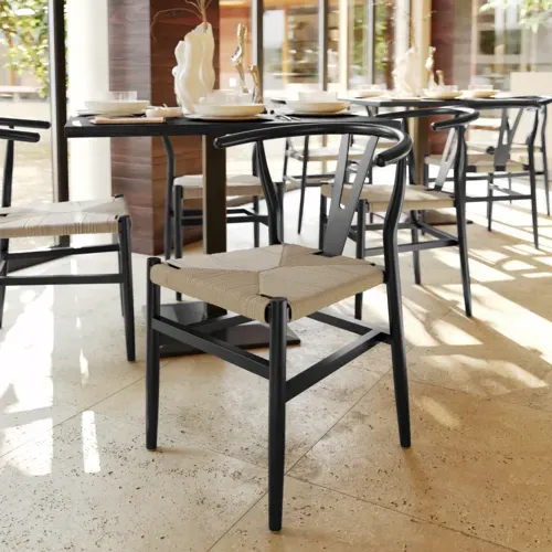 Flash Furniture Flash Furniture ZH-8101YS-BLK-NAT-GG Logan Dining Chair