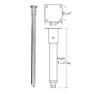 FMP 119-1002 32" Stainless Steel Satin Finish Long Leg Assembly Mounting plate used mostly for tables FMP 119-1002 32" Stainless Steel Satin Finish Long Leg Assembly Mounting plate used mostly for tables