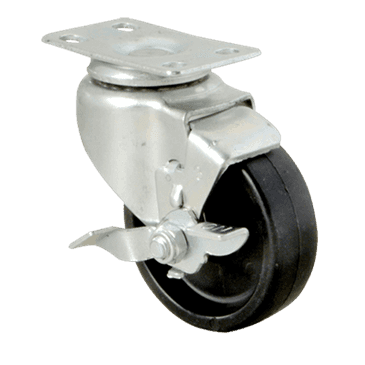 FMP 120-1020 Standard-Duty 3" Plate Caster with Brake Black polyolefin wheel and hub FMP 120-1020 Standard-Duty 3" Plate Caster with Brake Black polyolefin wheel and hub