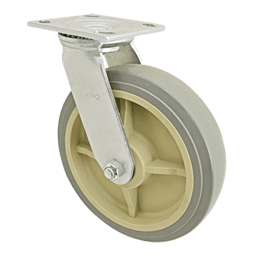 FMP 120-1155 Heavy-Duty 8" Plate Caster Gray polyurethane wheel with plastic hub FMP 120-1155 Heavy-Duty 8" Plate Caster Gray polyurethane wheel with plastic hub
