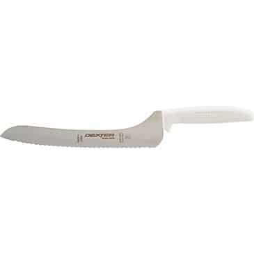 FMP 137-1546 Sani-Safe Scalloped Offset Slicer by Dexter 9" white handle FMP 137-1546 Sani-Safe Scalloped Offset Slicer by Dexter 9" white handle