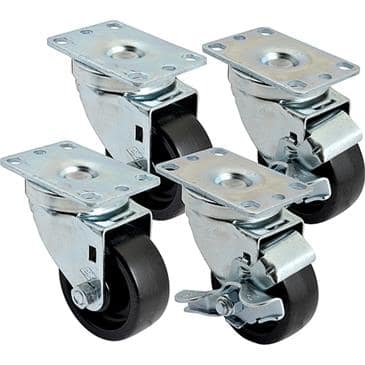 FMP 256-1398 3" Swivel Plate Caster Kit Includes 2 casters with brake 2 casters without brake FMP 256-1398 3" Swivel Plate Caster Kit Includes 2 casters with brake 2 casters without brake