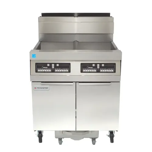 Frymaster SCFHD260G Decathlon HD (2) 80 lb. Frypots Gas Floor Fryer with Thermatron Controls and Built-In Filtration System, 120 Volts - 250,000 BTU