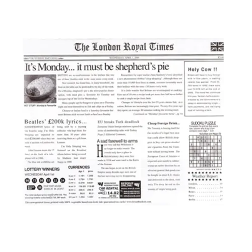 G.E.T. Enterprises G.E.T. Enterprises 4-TL1215 Food-Safe London Newsprint Liner