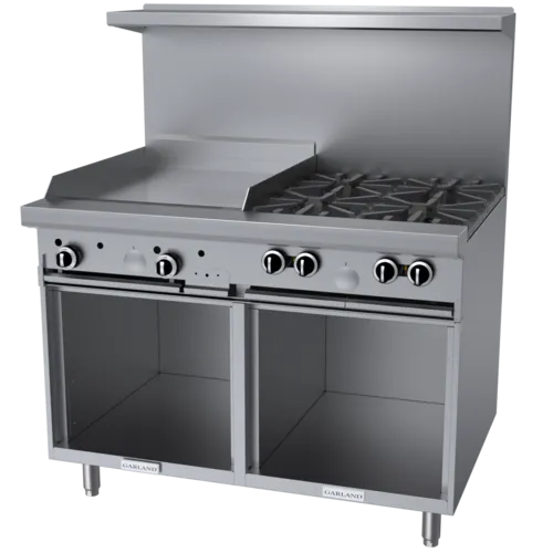 Garland US Range Garland/US Range G48-4G24SS Restaurant Gas Range, 48" W with 4 (2) Storage Bases (1) 24" Griddle and Manual Controls, - 168,000 BTU