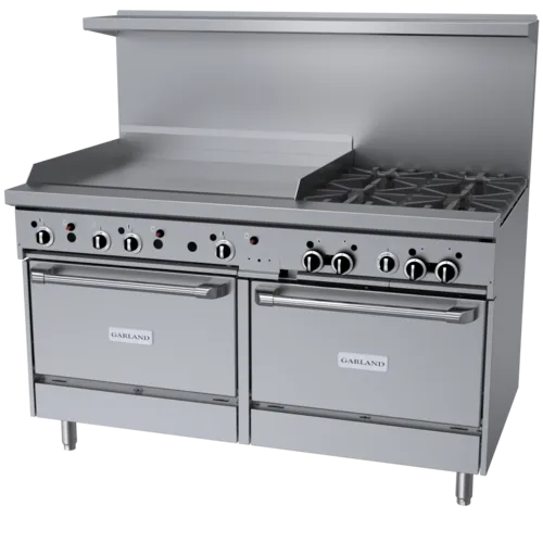 Garland US Range Garland/US Range GF60-4G36RR Restaurant Gas Range, 60" W with 4 Burners (1) 36" Griddle and (2) Standard Ovens - 234,000 BTU