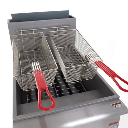General General GFF5-70N Gas Floor Model Full Pot Fryer with Controls -