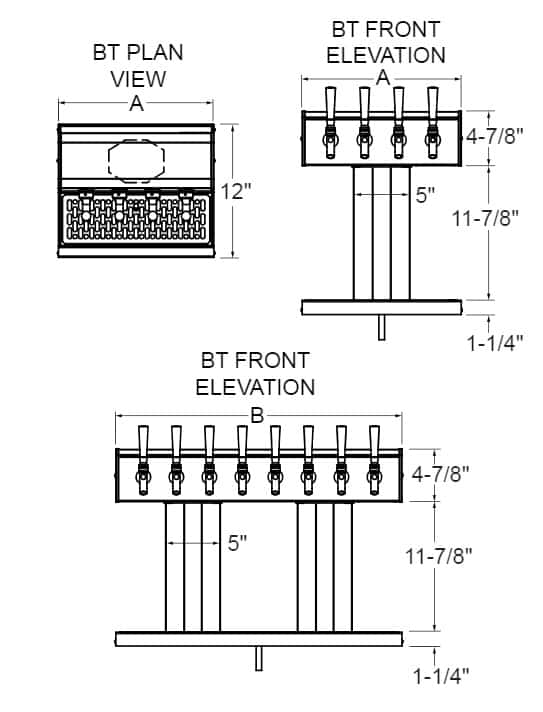 Glastender BT-5-PBR Tee Draft Dispensing Tower Glastender BT-5-PBR Tee Draft Dispensing Tower