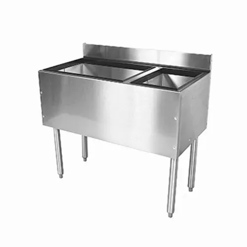 Glastender C-CBA-48 CHOICE Underbar Combo Ice Bin/Cocktail Unit, Stainless Steel, 48"W x 19"D with 6-Bottle Storage and 67 lbs. Ice Capacity