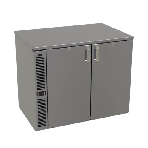 Glastender C1SL36 Black 2 Solid Door Refrigerated Back Bar Storage Cabinet, 120 Volts