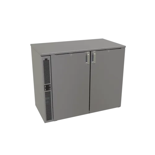 Glastender C2SB44 Silver 2 Glass Door Refrigerated Back Bar Storage Cabinet, 120 Volts