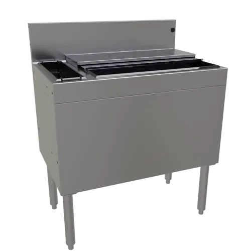 Glastender CBA-30L3-CP10-ED Extra Deep Underbar Ice Bin/Cocktail Unit, Stainless Steel, 30"W x 19"D with 3-Bottle Storage and 92 lbs. Ice Capacity