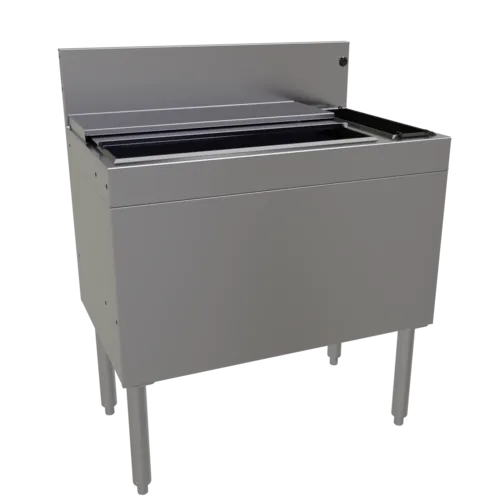 Glastender CBA-30R3-CP10-ED Extra Deep Underbar Ice Bin/Cocktail Unit, Stainless Steel, 30"W x 19"D with 3-Bottle Storage and 92 lbs. Ice Capacity
