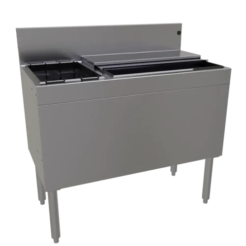 Glastender CBA-36L-CP10-ED Extra Deep Underbar Ice Bin/Cocktail Unit, Stainless Steel, 36"W x 19"D with 6-Bottle Storage and 92 lbs. Ice Capacity