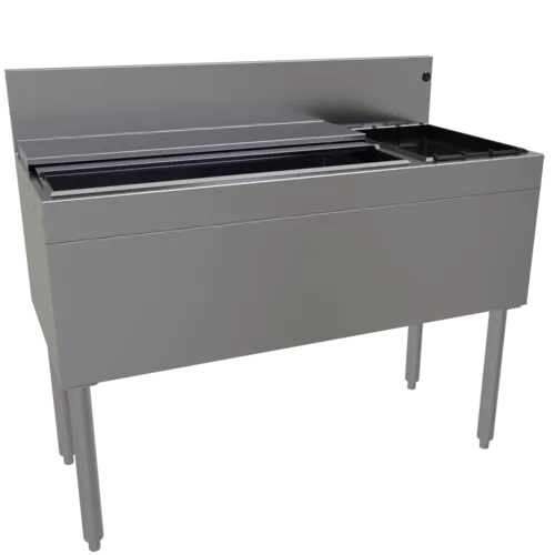 Glastender CBA-42R-CP10 Underbar Ice Bin/Cocktail Unit, Stainless Steel, 42"W x 19"D with 6-Bottle Storage and 84 lbs. Ice Capacity