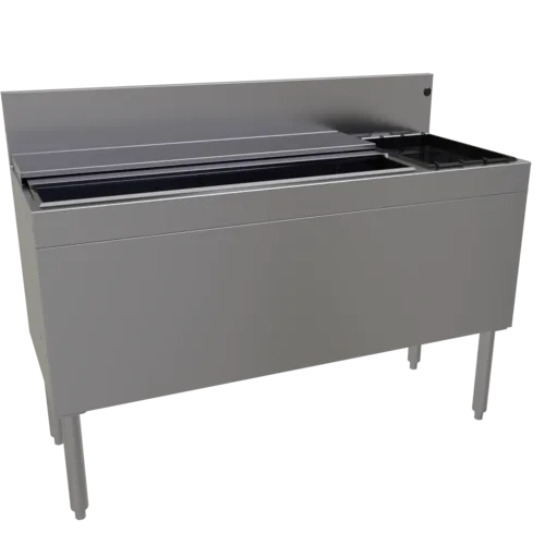 Glastender CBA-48-CP10-ED Extra Deep Underbar Ice Bin/Cocktail Unit, Stainless Steel, 48"W x 19"D with 6-Bottle Storage and 92 lbs. Ice Capacity