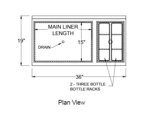 Glastender CBA-54-CP10 Underbar Ice Bin/Cocktail Unit, Stainless Steel, 54"W x 19"D with 6-Bottle Storage and 84 lbs. Ice Capacity