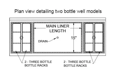 Glastender CBA-54-CP10 Underbar Ice Bin/Cocktail Unit, Stainless Steel, 54"W x 19"D with 6-Bottle Storage and 84 lbs. Ice Capacity