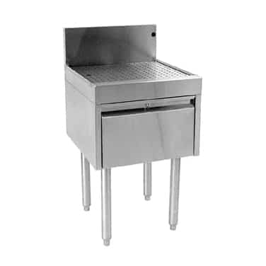 Glastender DBDA-24 Underbar Drainboard, Freestanding with 7"H Backsplash Drawer Storage Base - 24"W x 19"D Glastender DBDA-24 Underbar Drainboard, Freestanding with 7"H Backsplash Drawer Storage Base - 24"W x 19"D