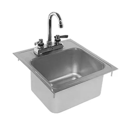 Glastender DI-HS14 20 Gauge Stainless Steel 9-1/4" x 11-1/2" x 6" 1 Compartment Drop-In Sink / Deck Mounted Gooseneck Faucet