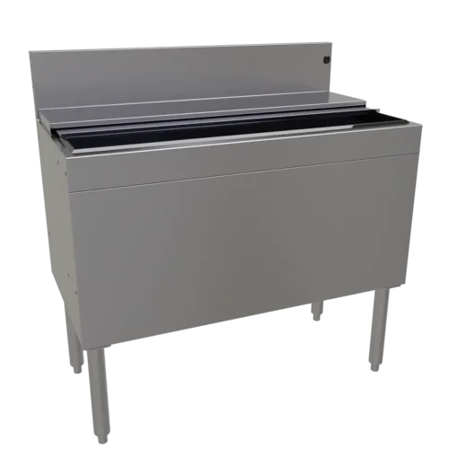 Glastender IBA-36-CP10-ED Extra Deep Underbar Ice Bin, Stainless Steel with 139 lbs. Ice Capacity 10-Circuit Cold Plate - 36"W x 19"D